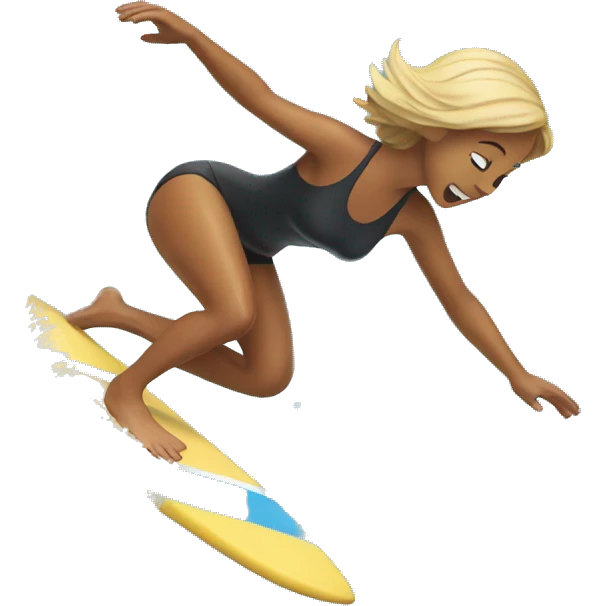 Surfer Girl falling in the Water emoji