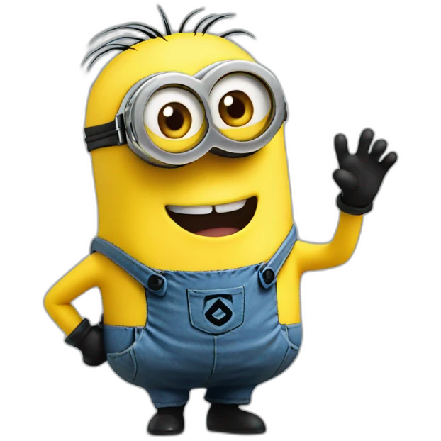 Minion saying hello with hand emoji