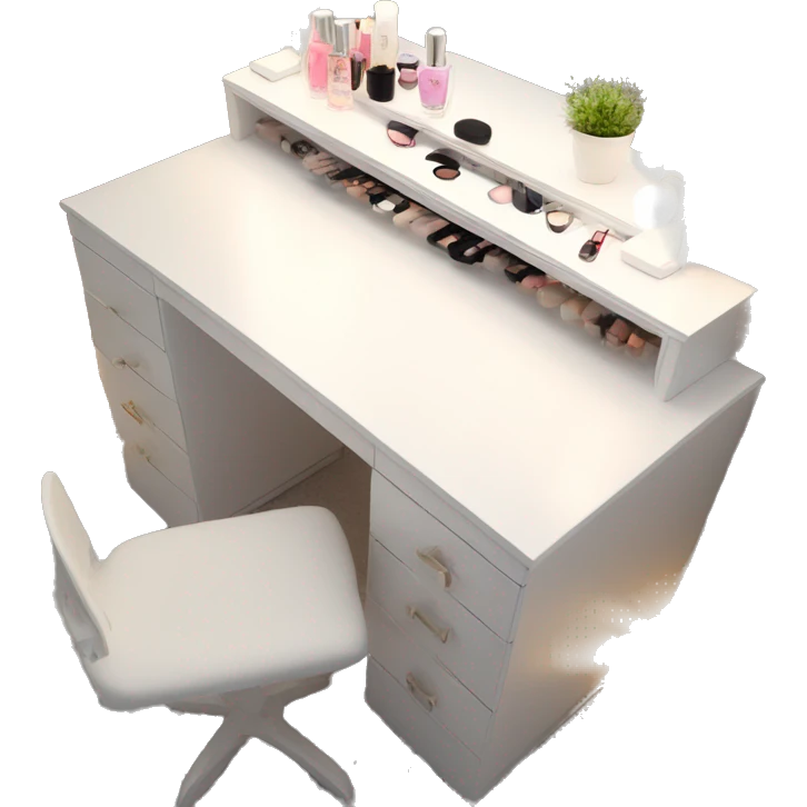 White makeup  vanity with led mirror  emoji