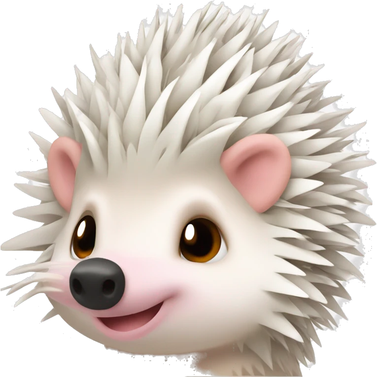 Hedgehog white creamy quills one pink ear one brown ear DIFFERENT COLORED EARS emoji