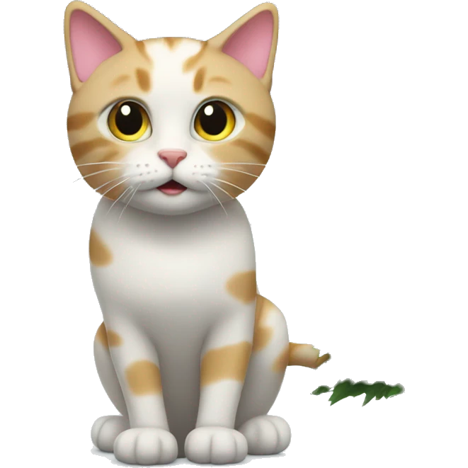 Curious cat with christmas tree emoji