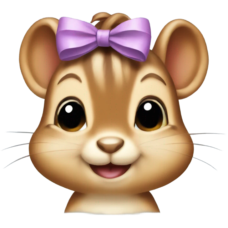 A baby chipmunk with a bow on her head emoji
