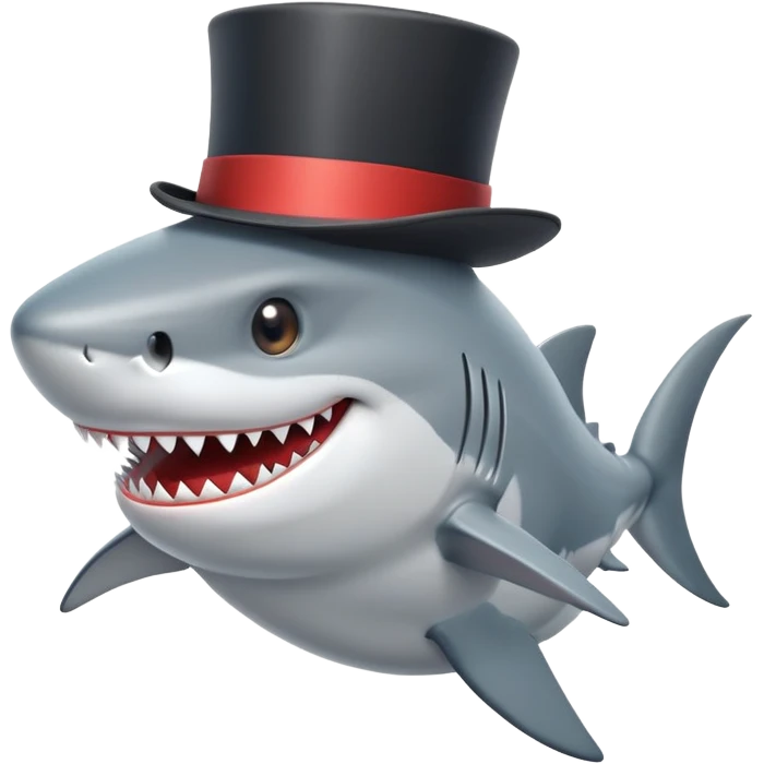Shark with a top hat emoji