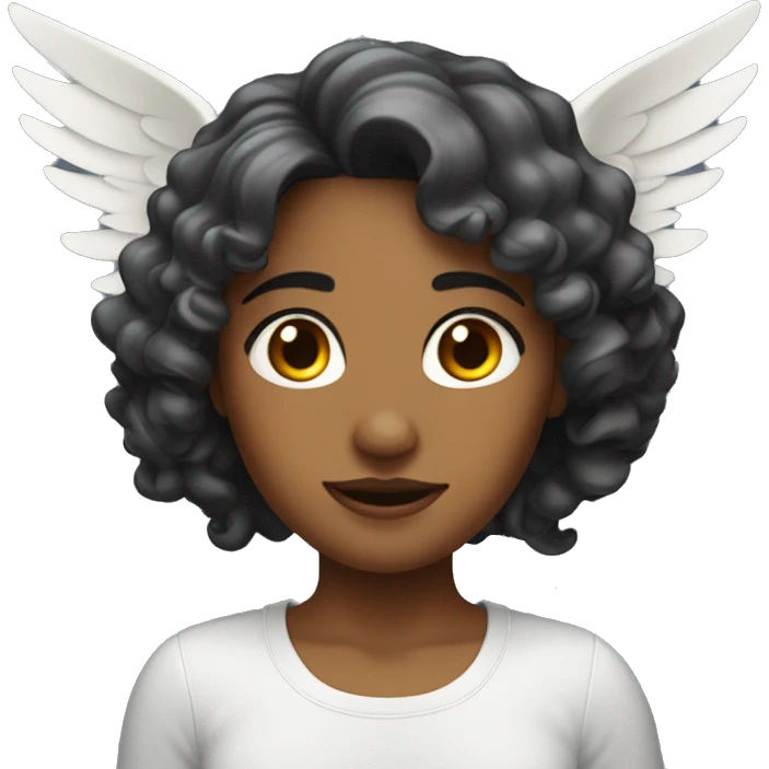 a girl with cury wavey hair and wings  emoji