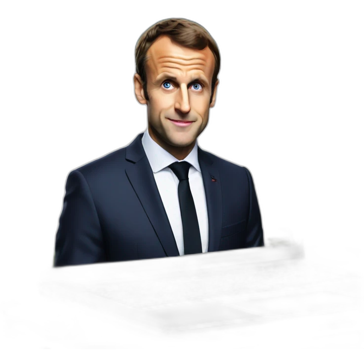Emmanuel Macron who plays on a PC on the games Sons of the forest emoji