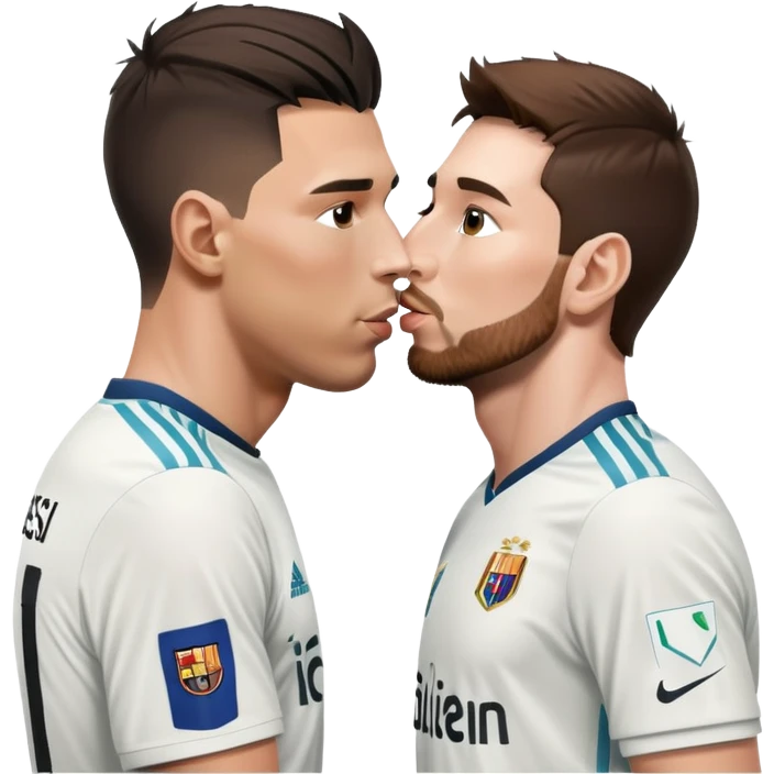 Ronaldo and Messi soccer players kissing emoji