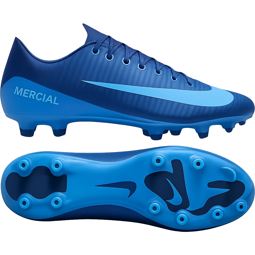 Edit the Nike Mercurial Vapor football boot in blue colorway, keep the style and details exactly as in the reference image, with no background. emoji