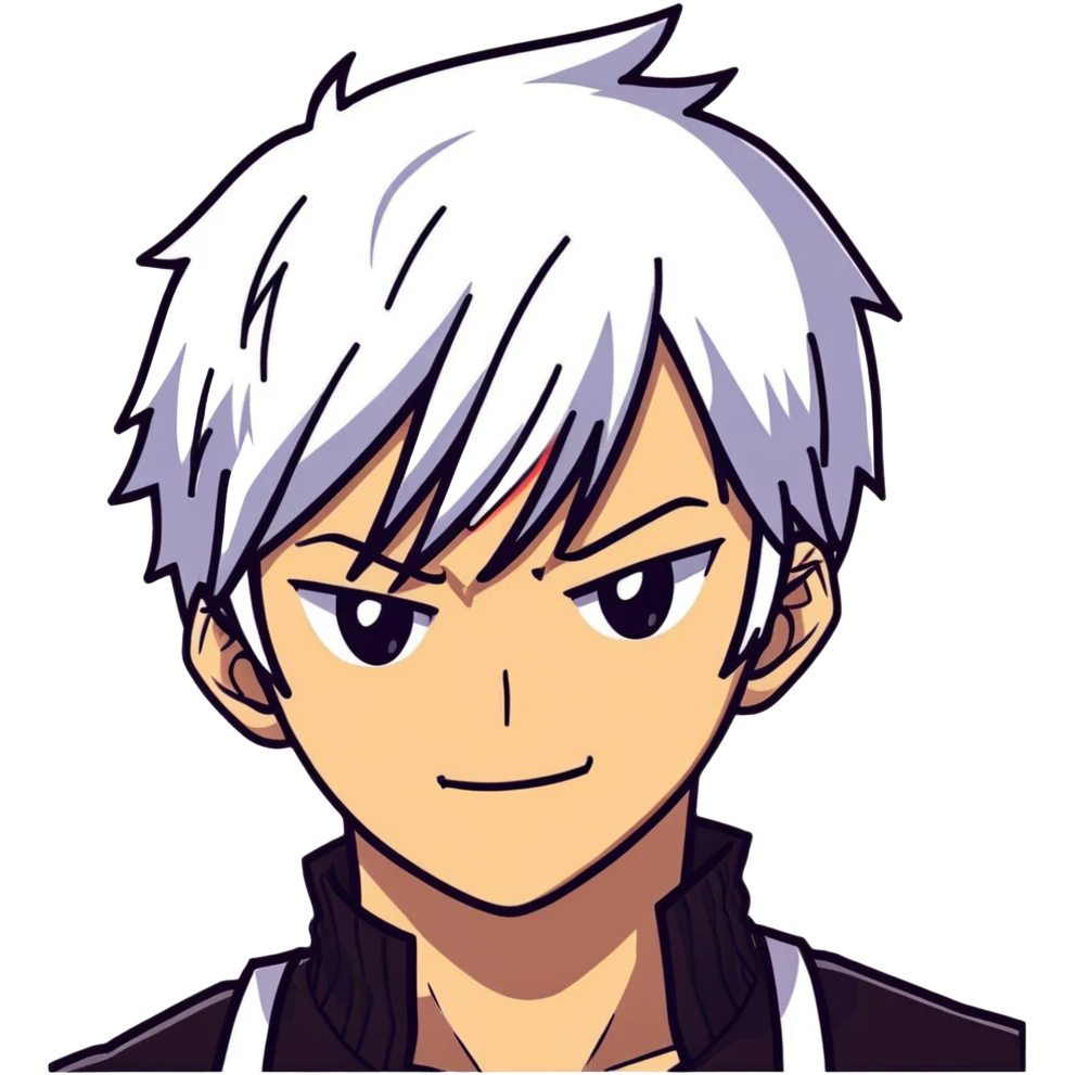 Shoto Todoroki face portrait, half red half white hair, different colored eyes, facial burn scar, neutral expression emoji