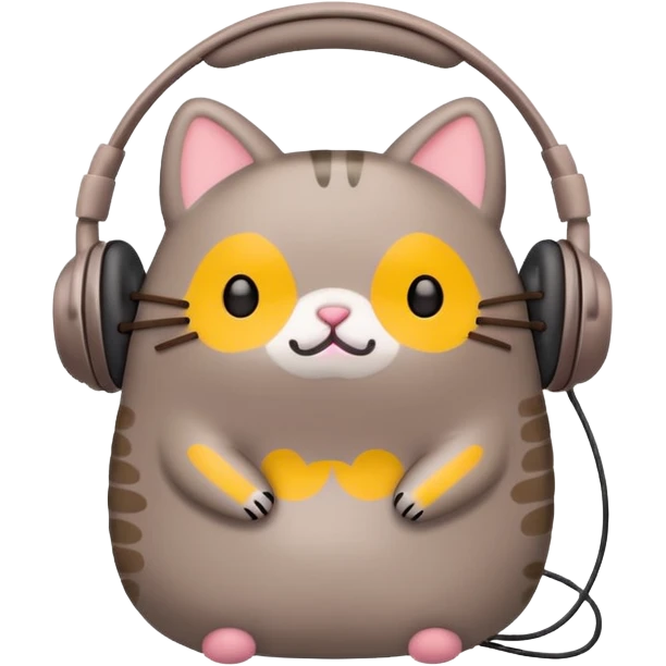 Pusheen with earphones  emoji
