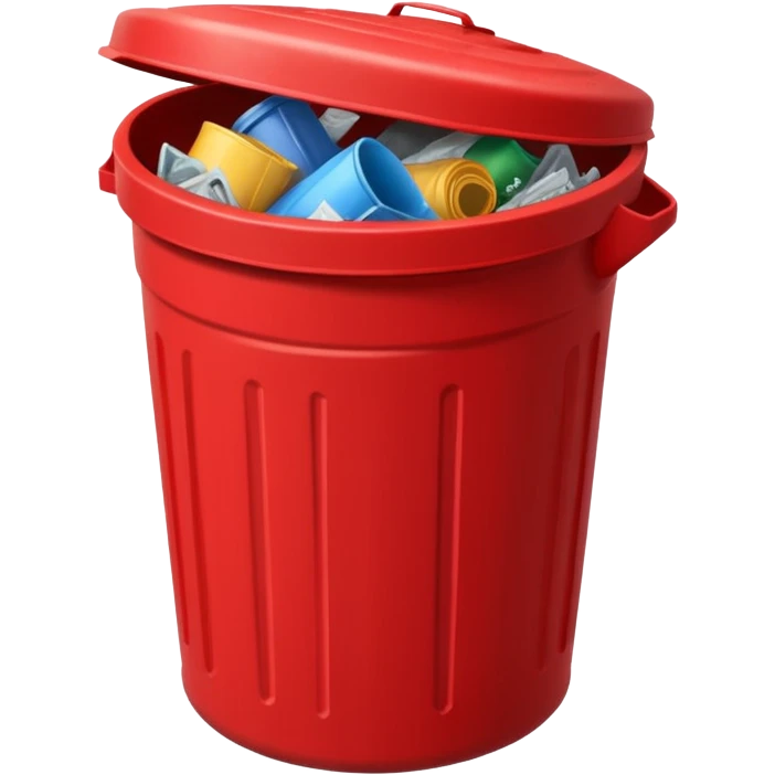 Red trash can with opened lid emoji