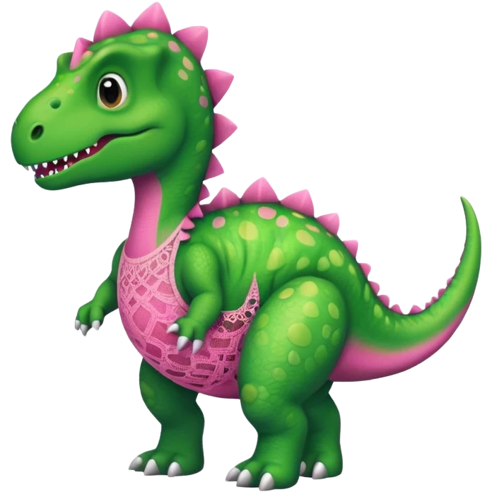 Dinosaur with a lace and Dressed like a doll in Pink  emoji