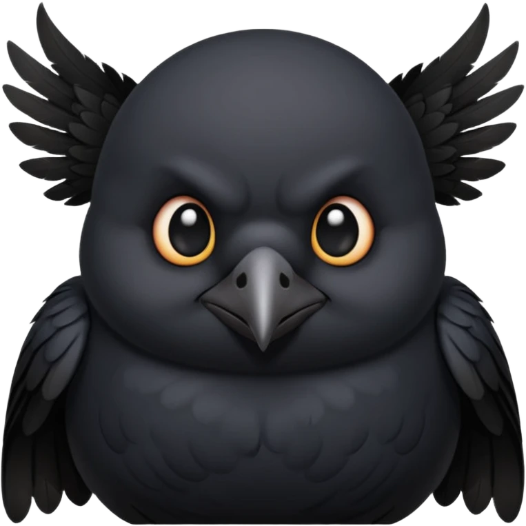 fat cute crow with bat wings emoji