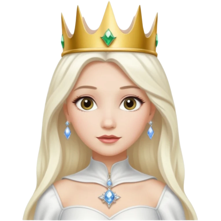 The Good Witch from The Land of Oz with long white blonde hair, white outfit and crown emoji