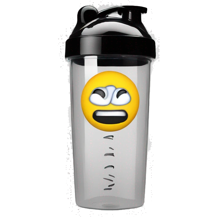 Gym shaker clear shaker black lid emoji