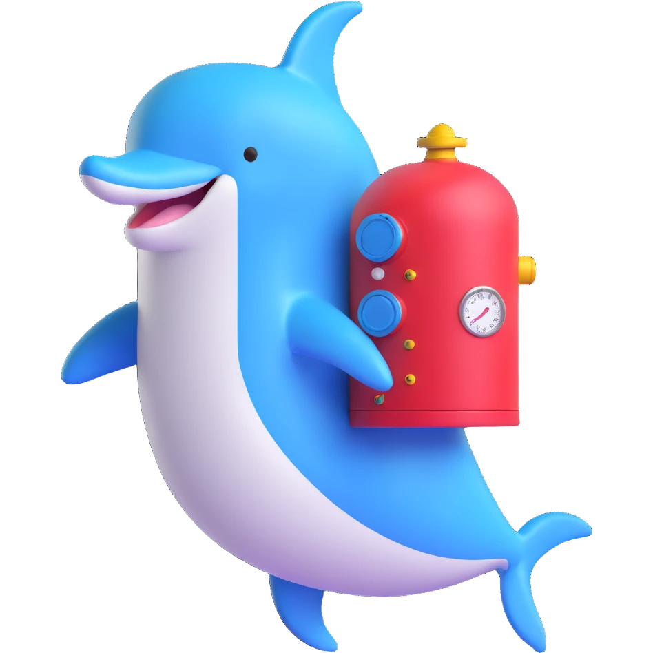 dolphin with a boiler emoji