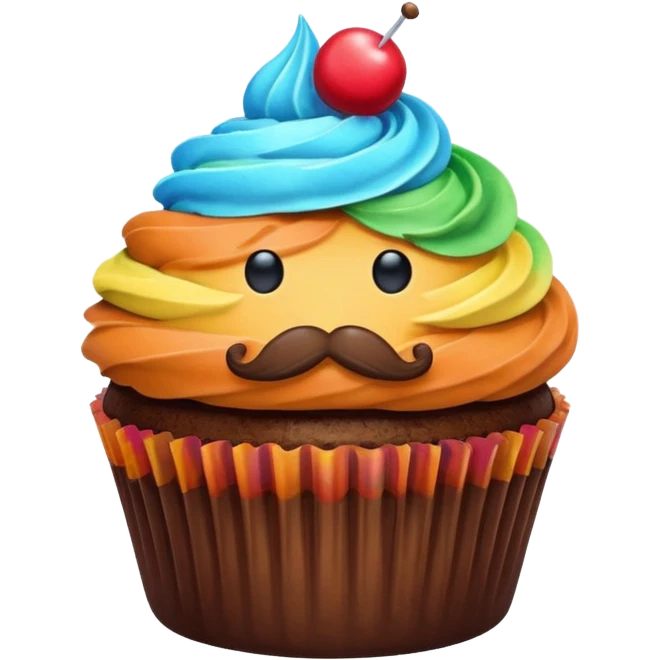mustached cupcake emoji