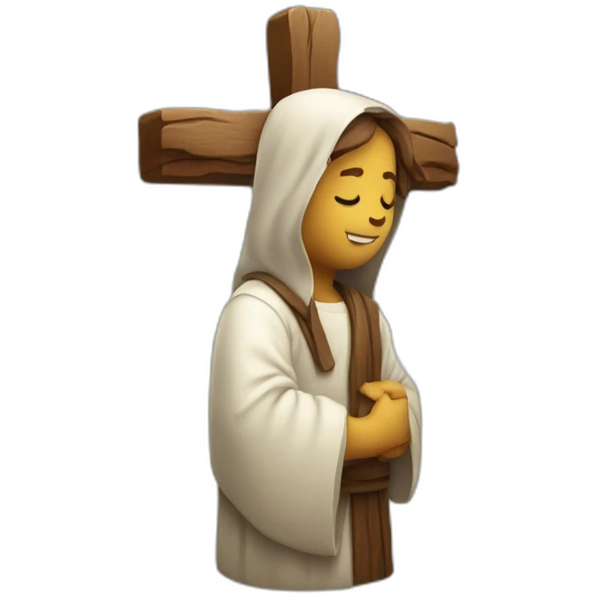 croix de jesus avec un coeur dèrière emoji