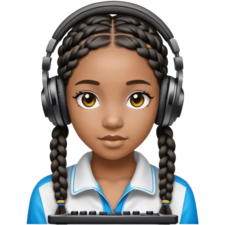 Black teen girl DJ with braids emoji