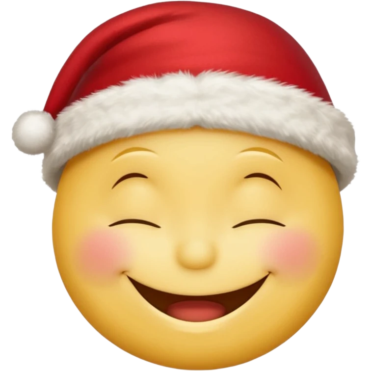 Smiley face smiles with closed eyes in a red Christmas hat emoji
