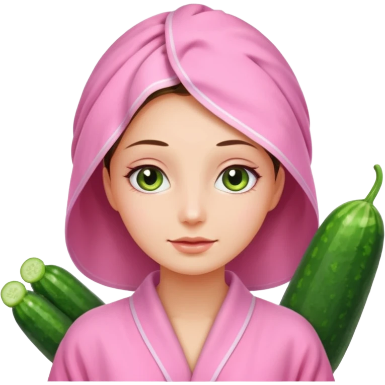 🧖‍♀️this with cucumber eyeys at a spa and a pink robe emoji