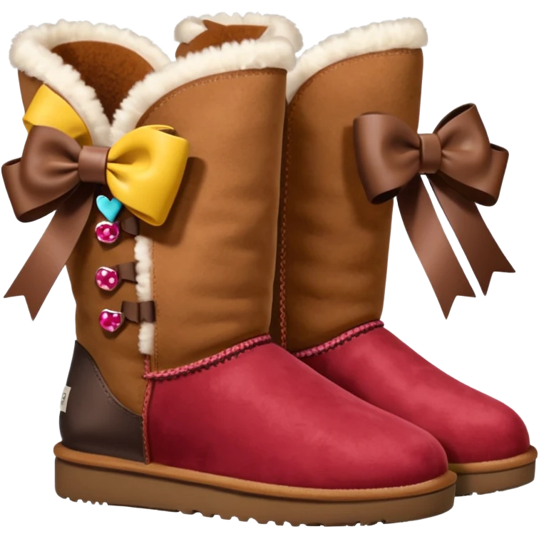 ugg boots that are ankle hight with a cheat bow on the back emoji