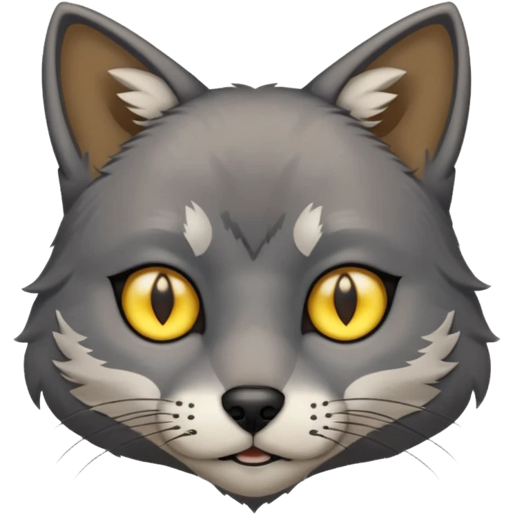 Cat and wolf mix with small slim eyes emoji