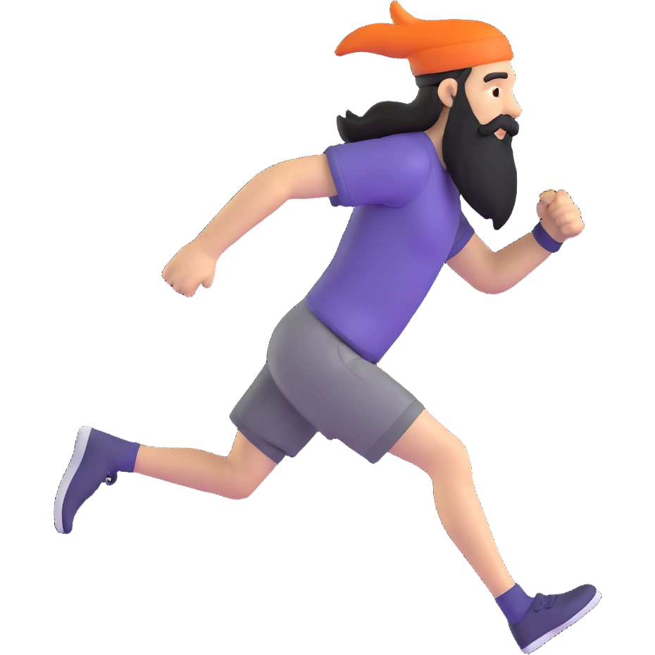 running man with long beard emoji