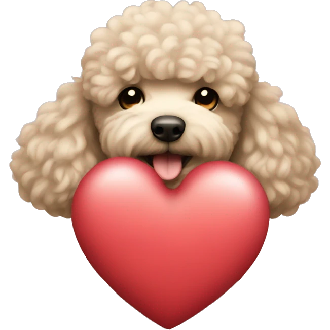 Poodle hugging a heart  emoji