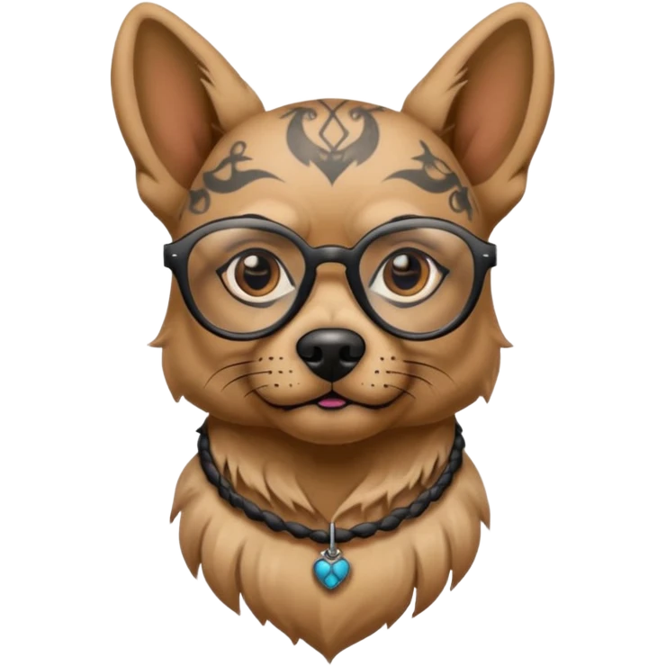 tattooed dog with heavy face tattooes and glassess emoji