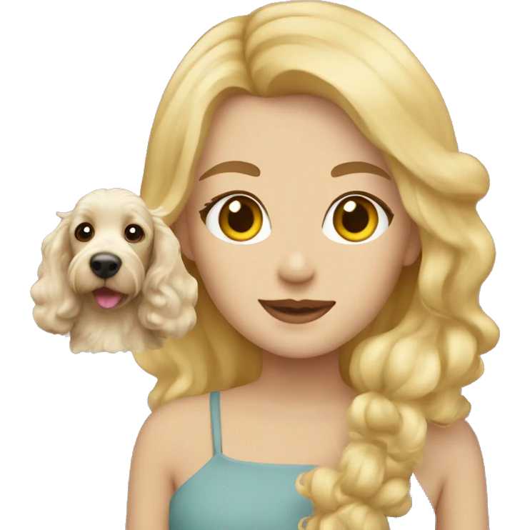 Blonde girl with blonde cockapoo, love emoji