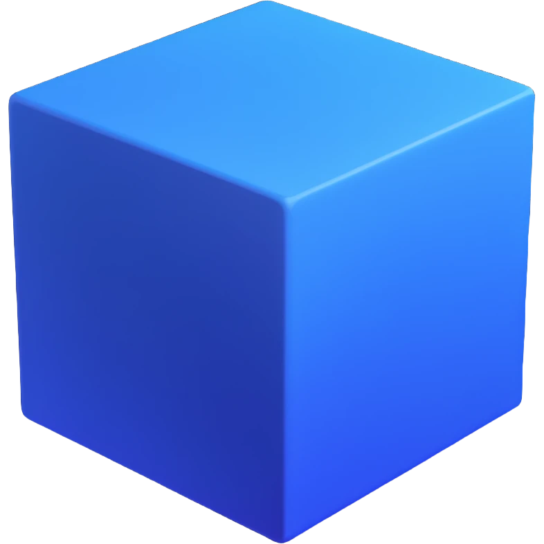 indigo cube, 3D style, subtle shading emoji