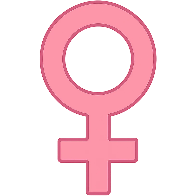 female gender symbol, flat pink, minimal emoji style, clean lines, color icon style emoji