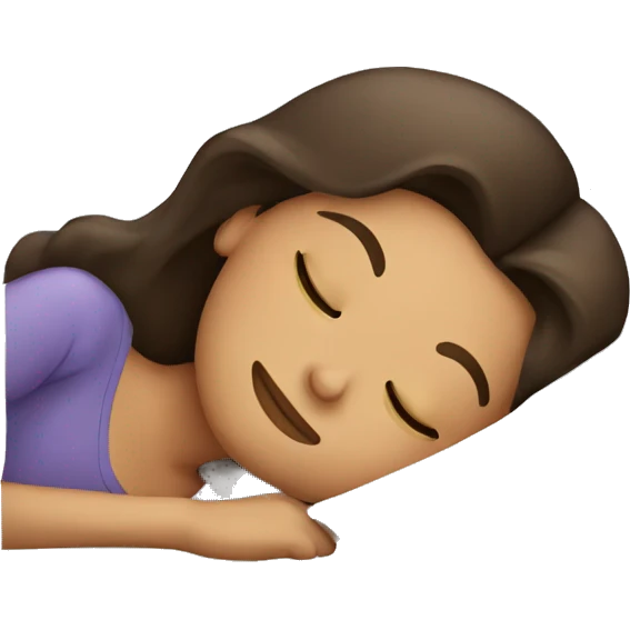A brunette sleeping emoji