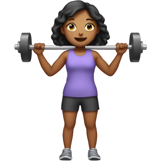 A girl on a scale holding weights  emoji