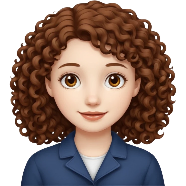 pale girl with medium brown curly hair, white skin and brown eyes   emoji