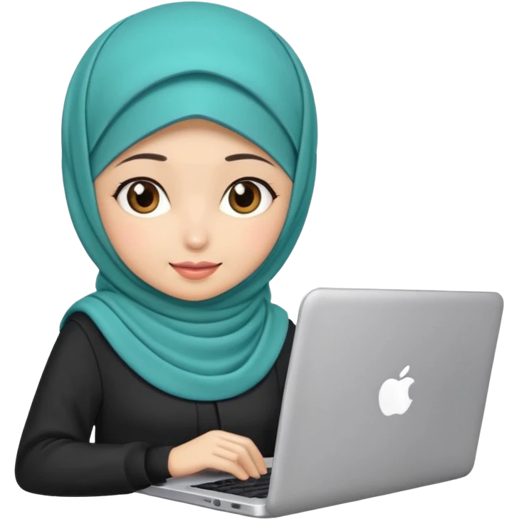 hijab cute girls with labtop emoji