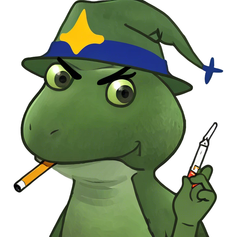 ostrich with cigarette and wearing a wizard hat emoji