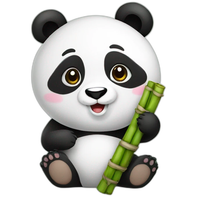 Panda met bamboe in zijn hand emoji