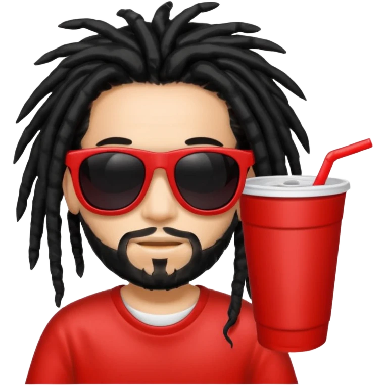 Red plastic cup with black dreads and sunglasses emoji