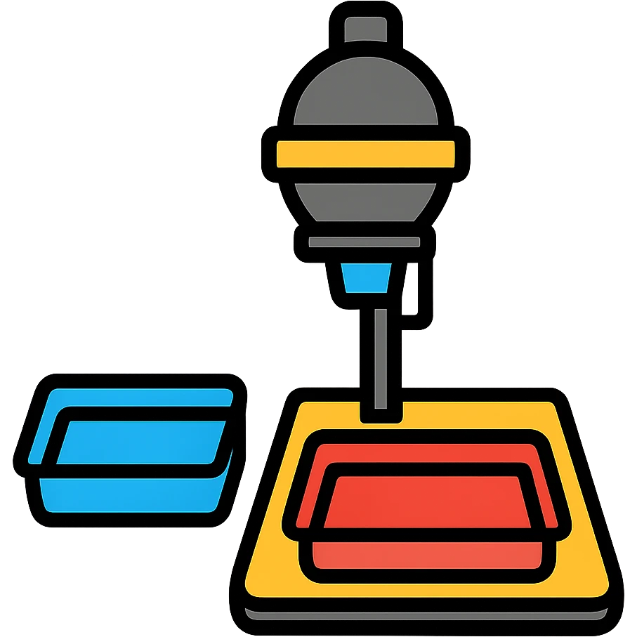 Film photography darkroom equipment with developing trays and photo enlarger emoji