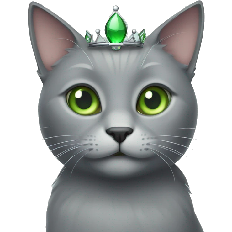 Grey cat with green eyes and a Princess crown  emoji