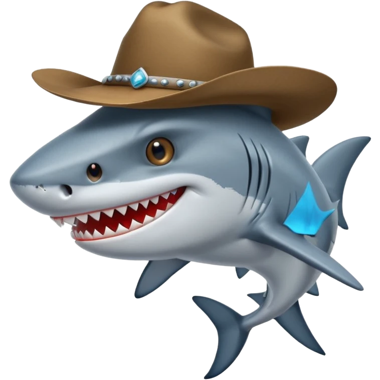 Shark with a cowboy hat emoji