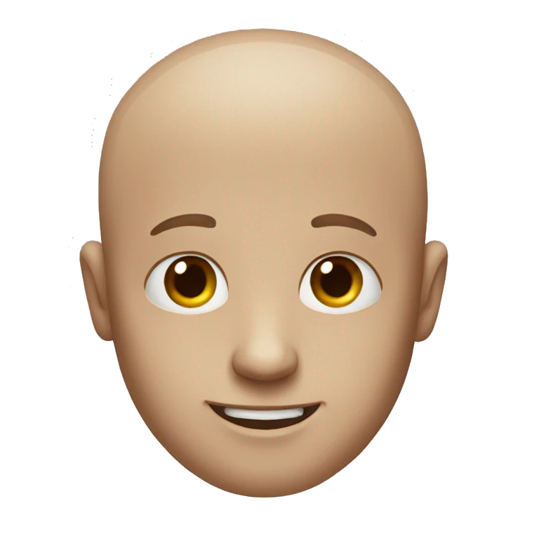 Guy with a small smile and baldness emoji