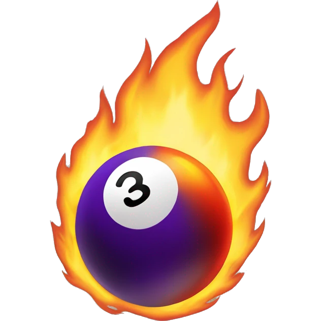 Billiard ball on fire emoji