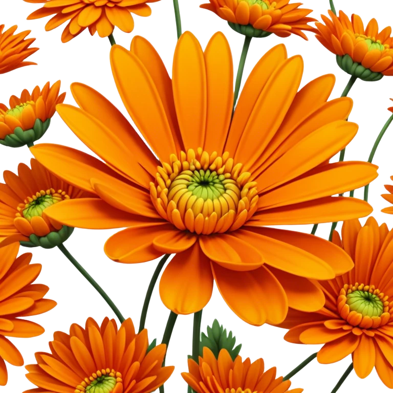 single Vibrant Orange Chrysanthemum, straight stem emoji