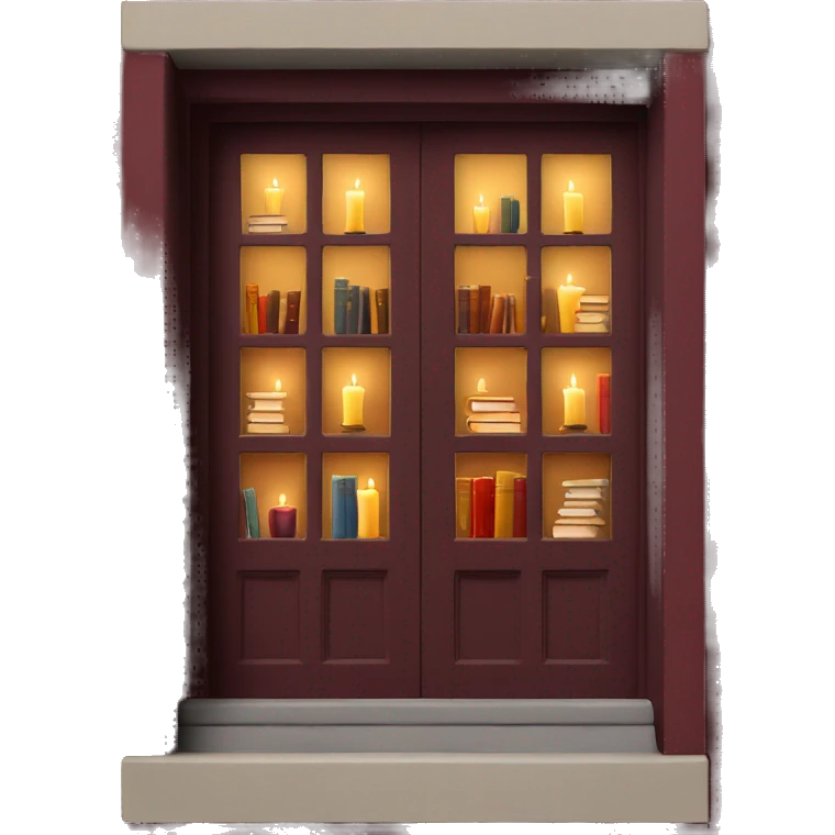 Books and candles entering for a window burgundy emoji