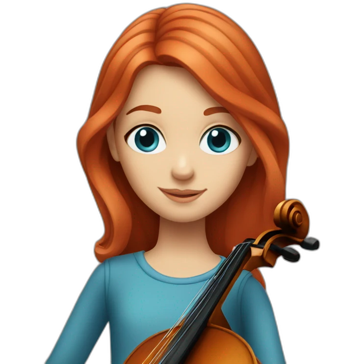 Girl cellist with red hair and blue eyes emoji
