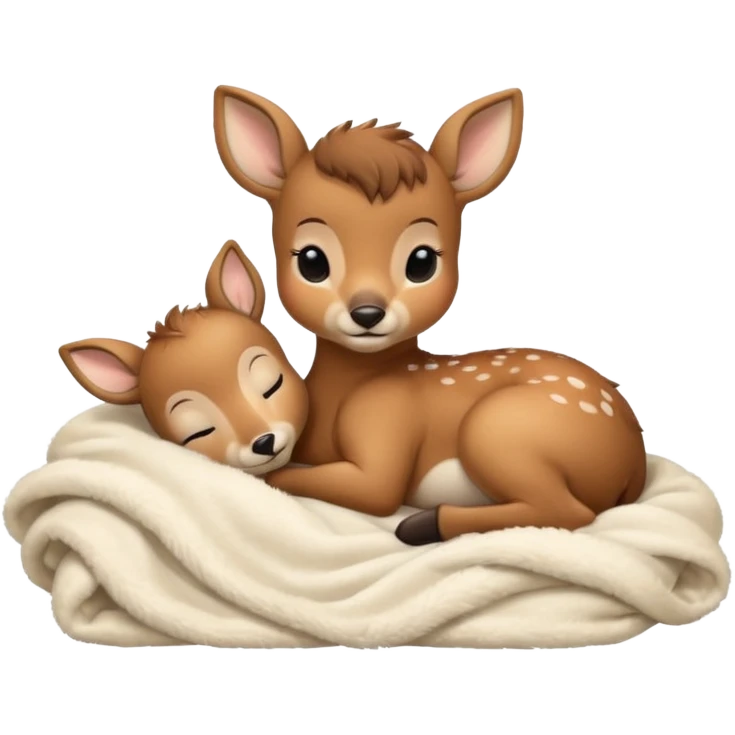 Cute Baby Deer sleeps in Bed emoji