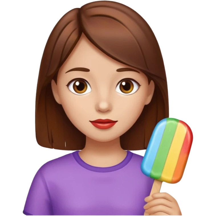 Brown hair Girl licks popsicle  emoji
