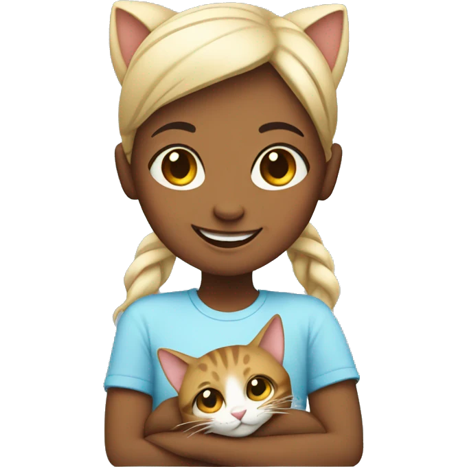 girl smiling with cat emoji